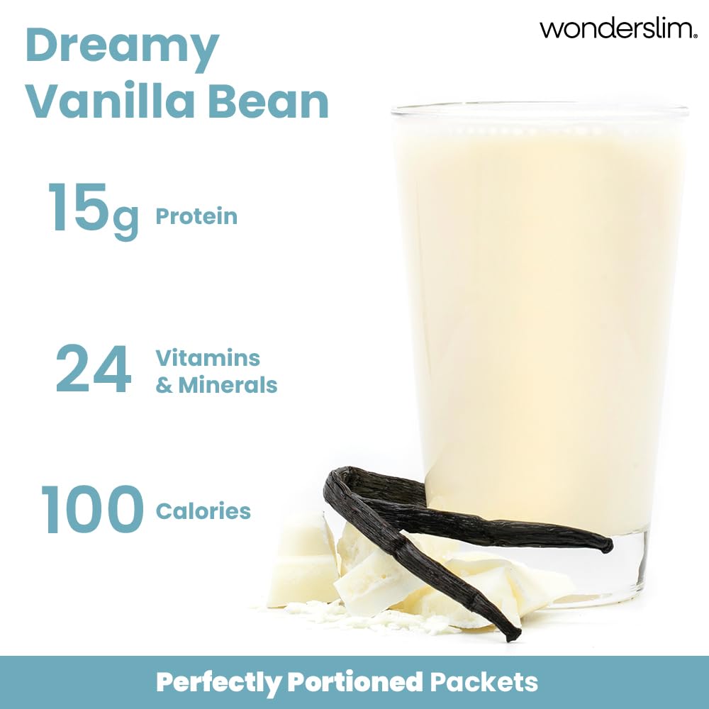WonderSlim Vanilla Cream front packaging highlights gluten-free formula and vitamin-rich nutrition.