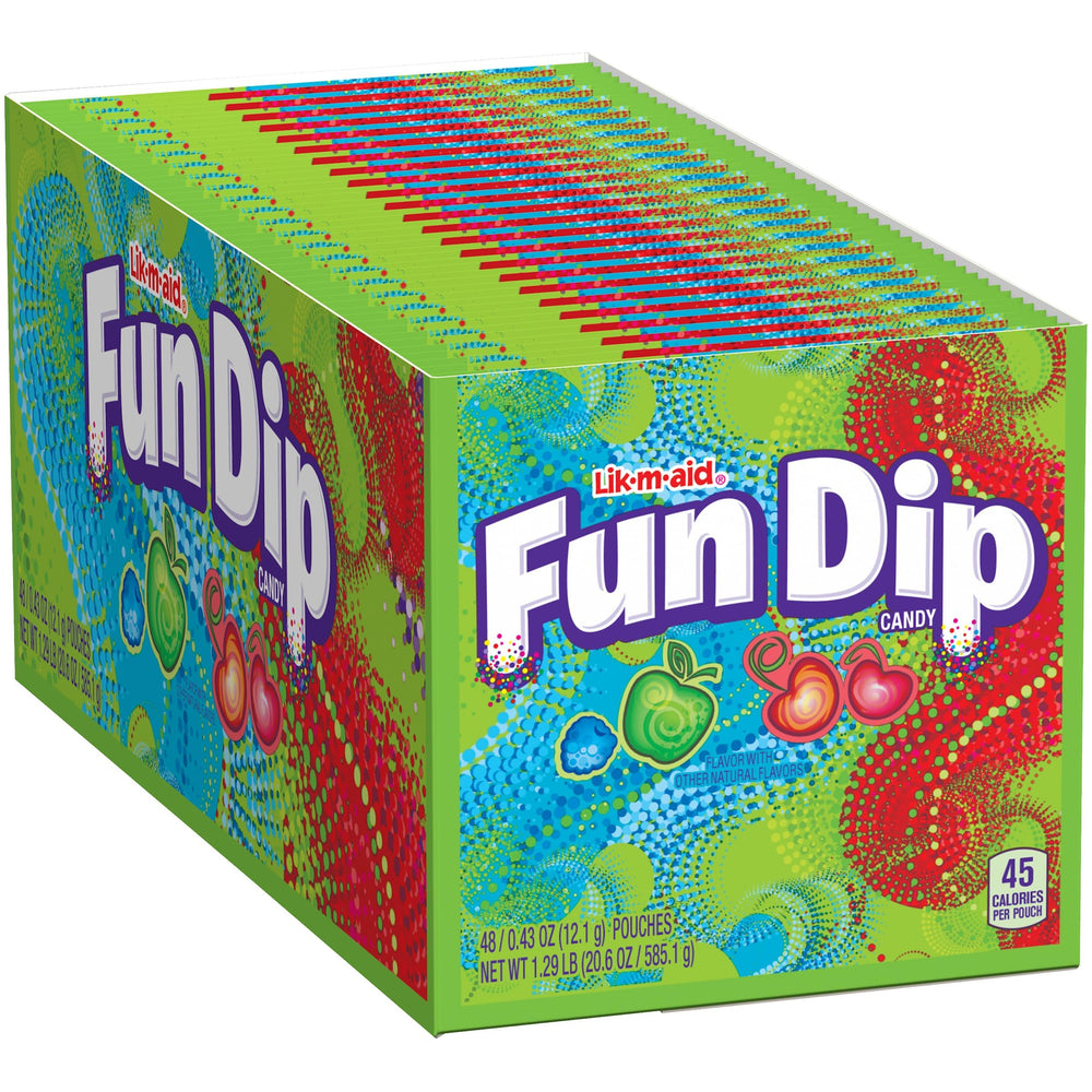 Wonka Fun Dip 48-pouch collection emphasizes sharing with friends.