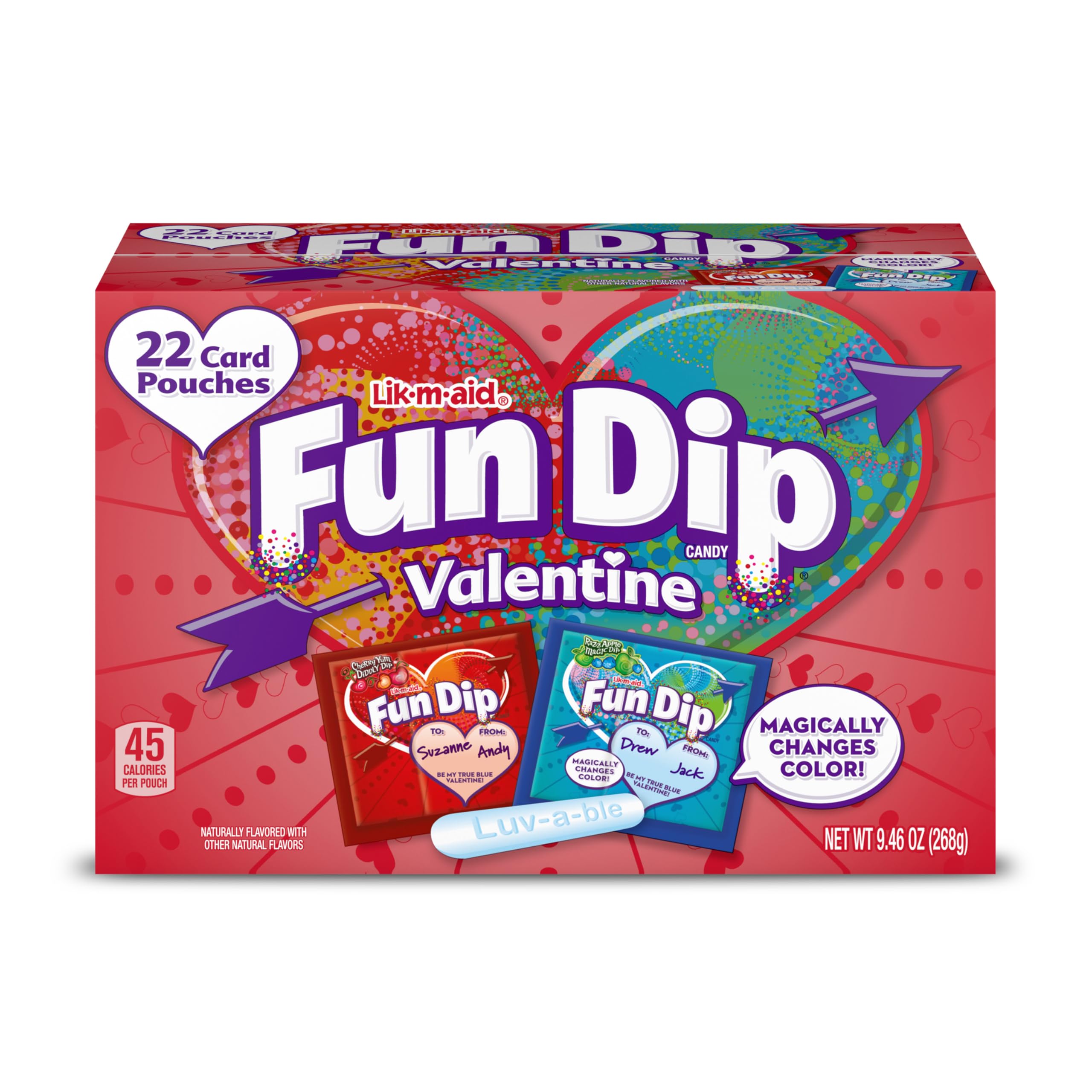 Wonka Fun Dip Valentine Kit with 22 pouches for sharing and personalization
