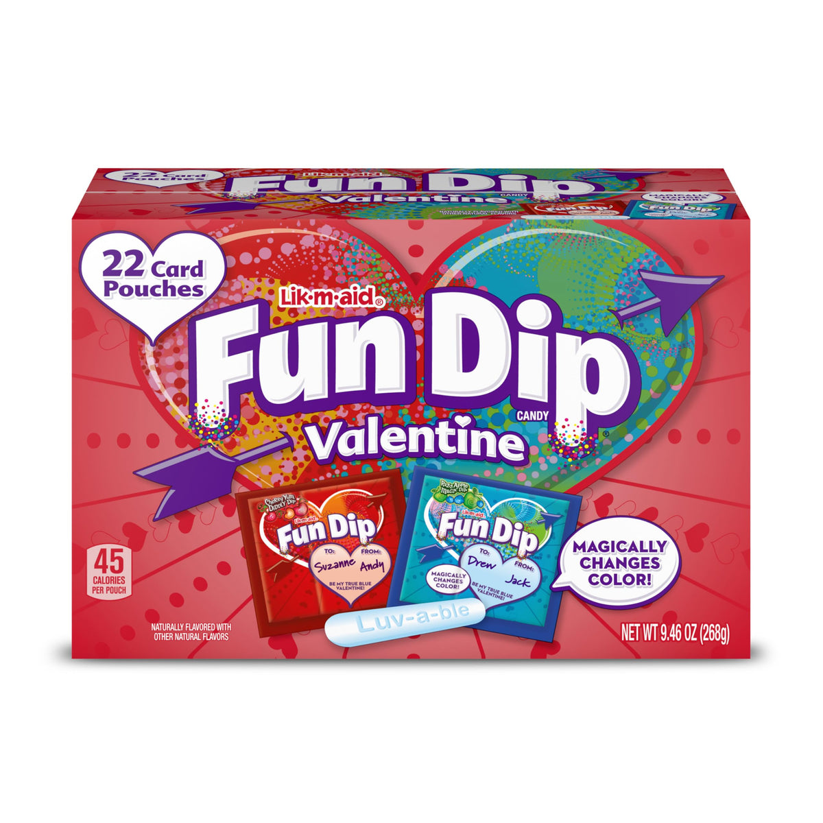 Wonka Fun Dip Valentine Kit with 22 pouches for sharing and personalization