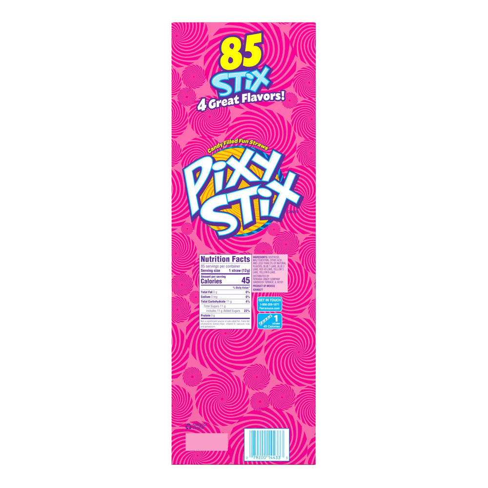 Wonka Pixy Stix cherry straw delivers bold fruity notes for snacking.