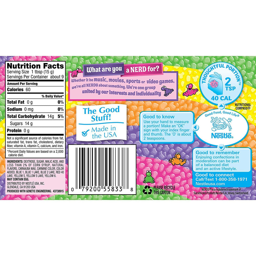 Wonka Rainbow Nerds close-up texture highlighting crunch and vibrant colors