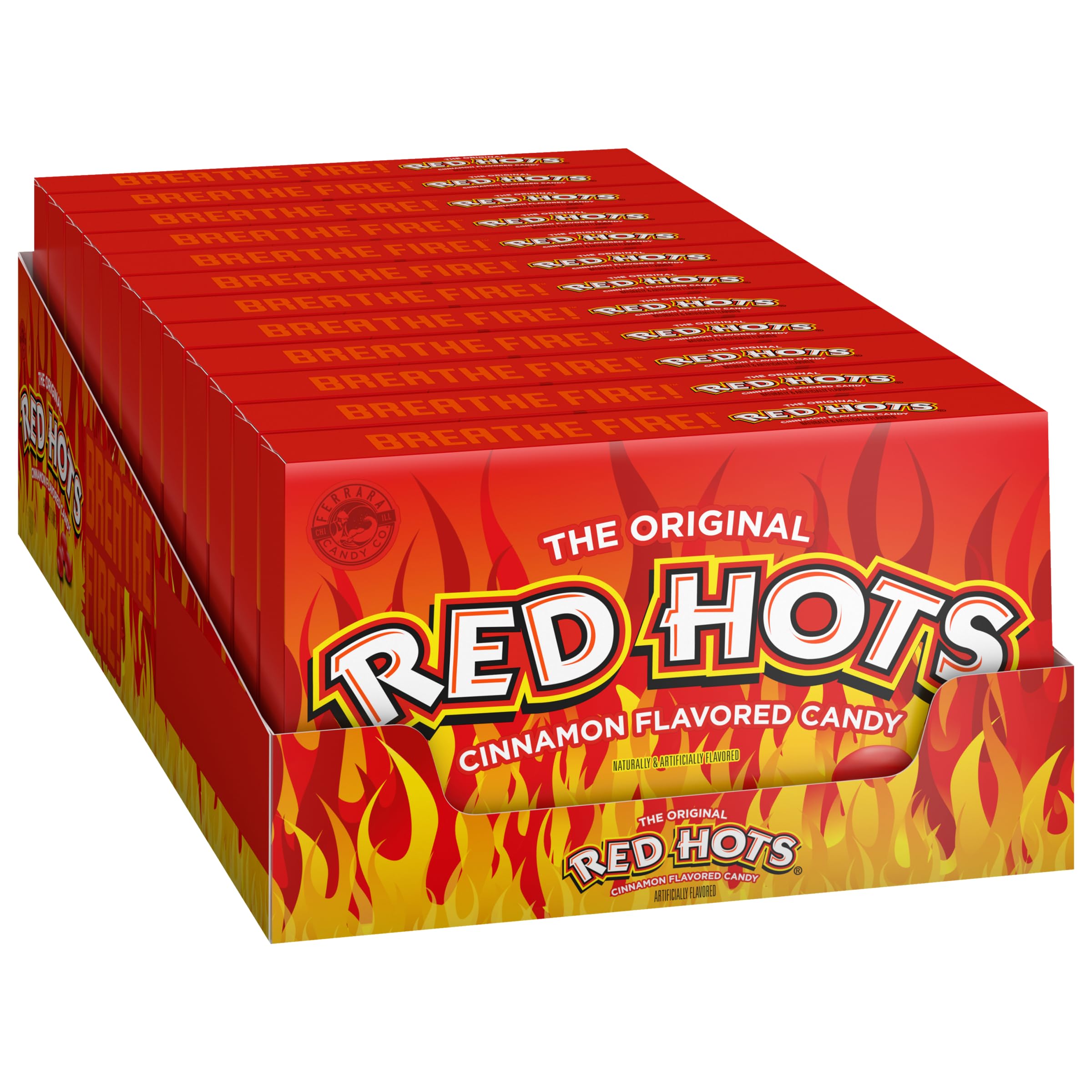 Wonka Red Hots theatre box of cinnamon candy for movie-night snacking.