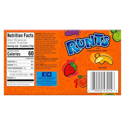 Wonka Runts banana candy mini fruit, perfect for a quick snack.
