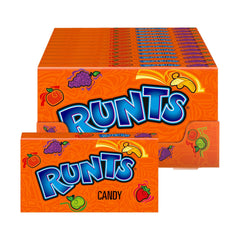 Wonka Runts orange candy in a box, bursting with on-the-go fruit flavor.