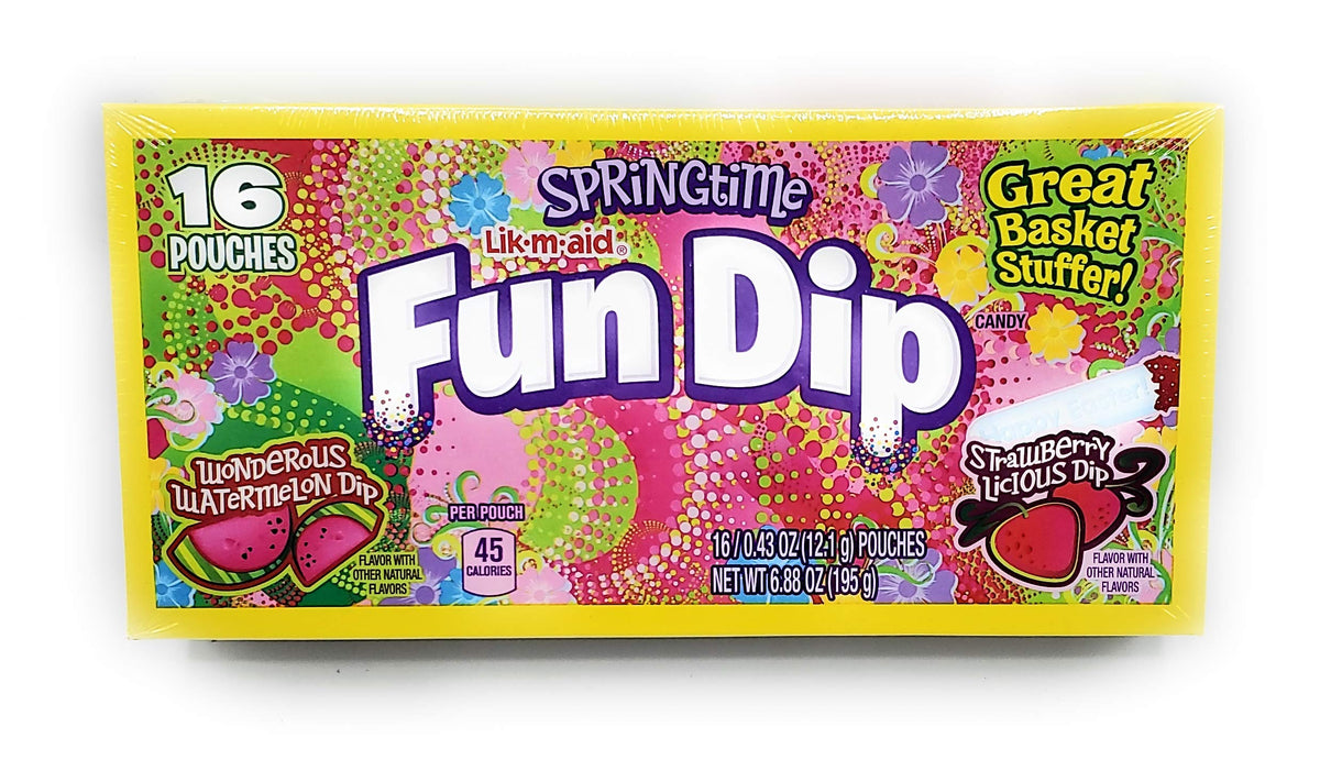 Wonka Springtime Fun Dip multi-pack 16ct pack shot with colorful flavor pouches for celebrations