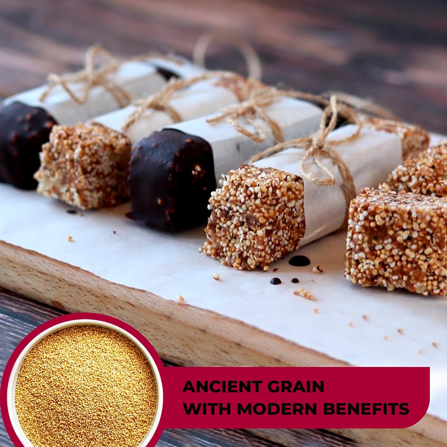 WOODCHA Amaranth flour ground in a grinder for gluten-free baking