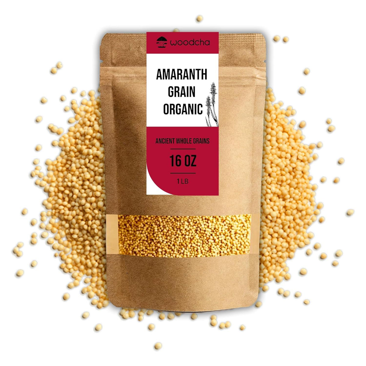 WOODCHA Amaranth grain in a scoop ready for versatile breakfasts