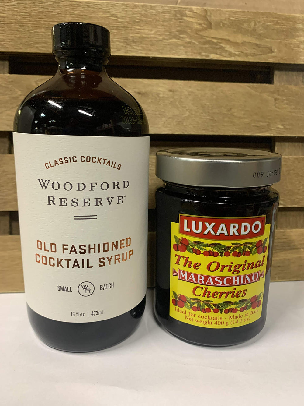 Woodford Luxardo Old Fashioned Combo: premium cherry garnish and syrup for cocktails and desserts.