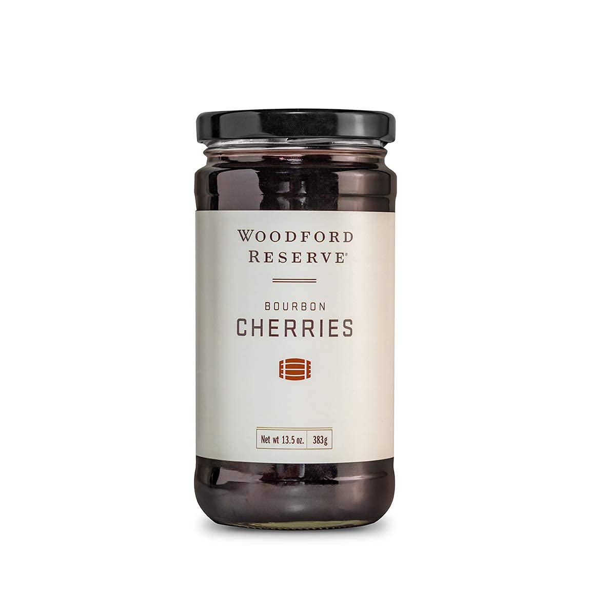 Woodford Reserve Bourbon Cherries in a glossy jar for cocktails and dessert pairings