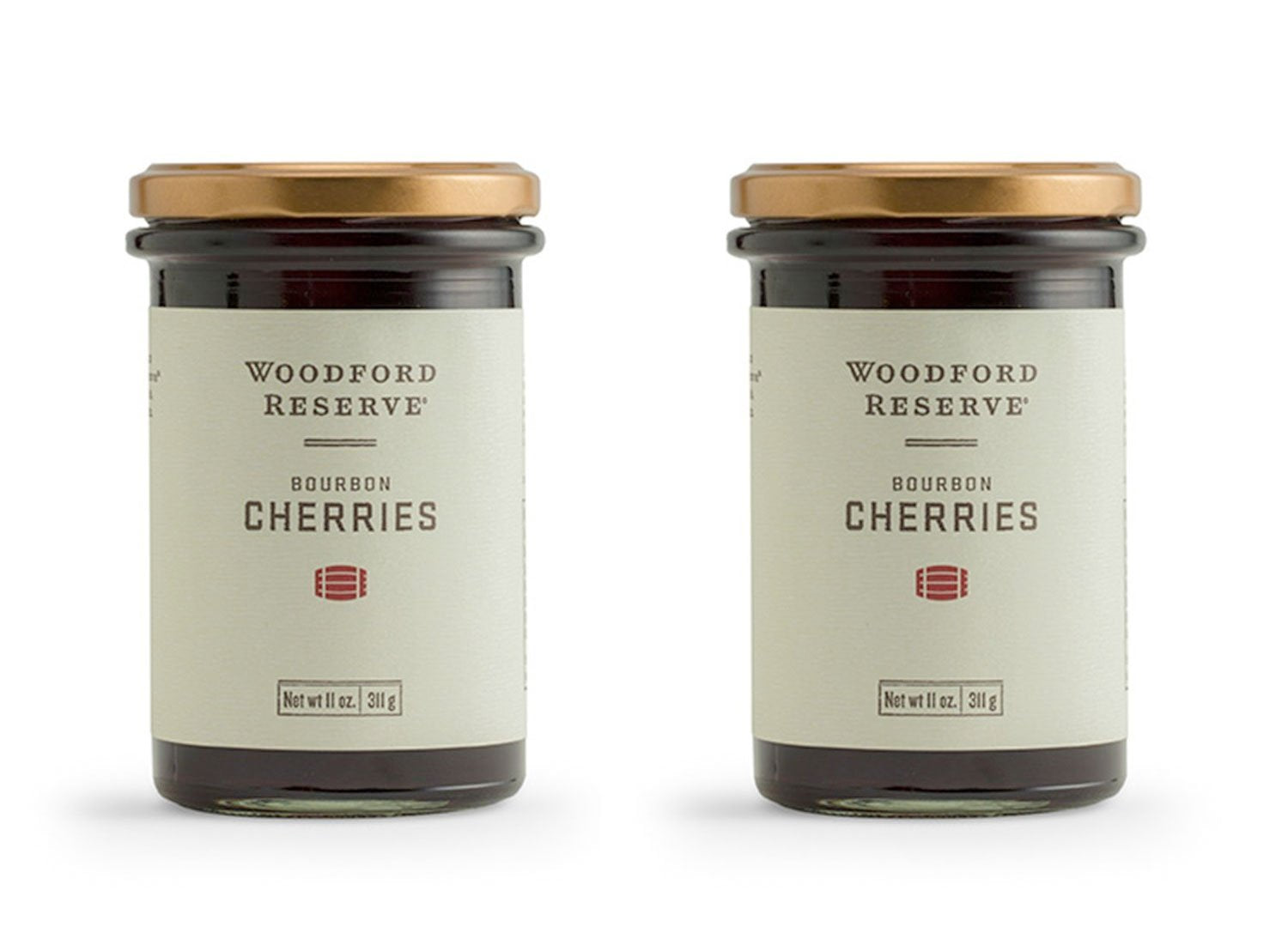 Woodford Reserve Bourbon Cherries WRCC, premium garnish for cocktails, desserts, and charcuterie.