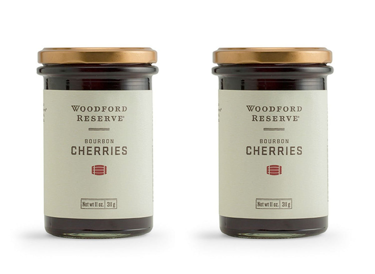 Woodford Reserve Bourbon Cherries WRCC, premium garnish for cocktails, desserts, and charcuterie.