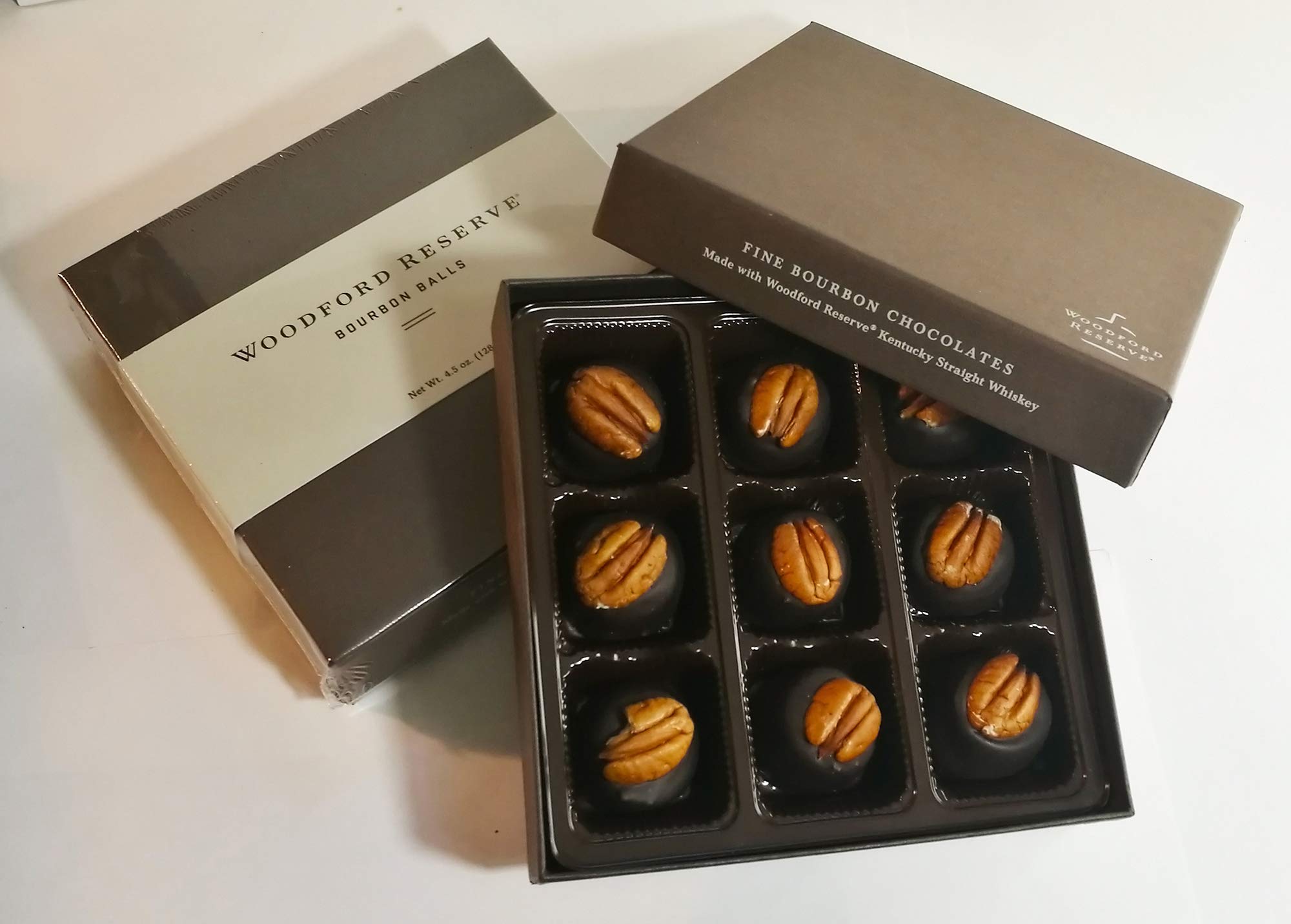 Woodford Reserve bourbon ball gift box with 9 confections, ideal for holiday gifting
