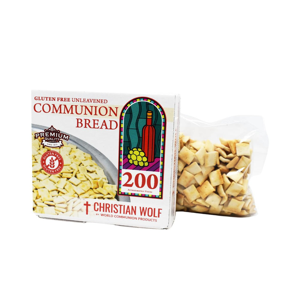 World Communion Cups gluten-free bread, 1/2-inch squares ready for communion ceremonies