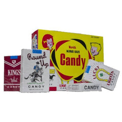 World Confections Cigarettes 48ct box front view shows retro packaging for nostalgic snacking.