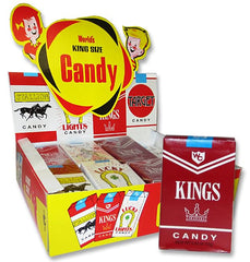 World Confections Cigarettes pack with 10 candies highlights vintage design for parties.