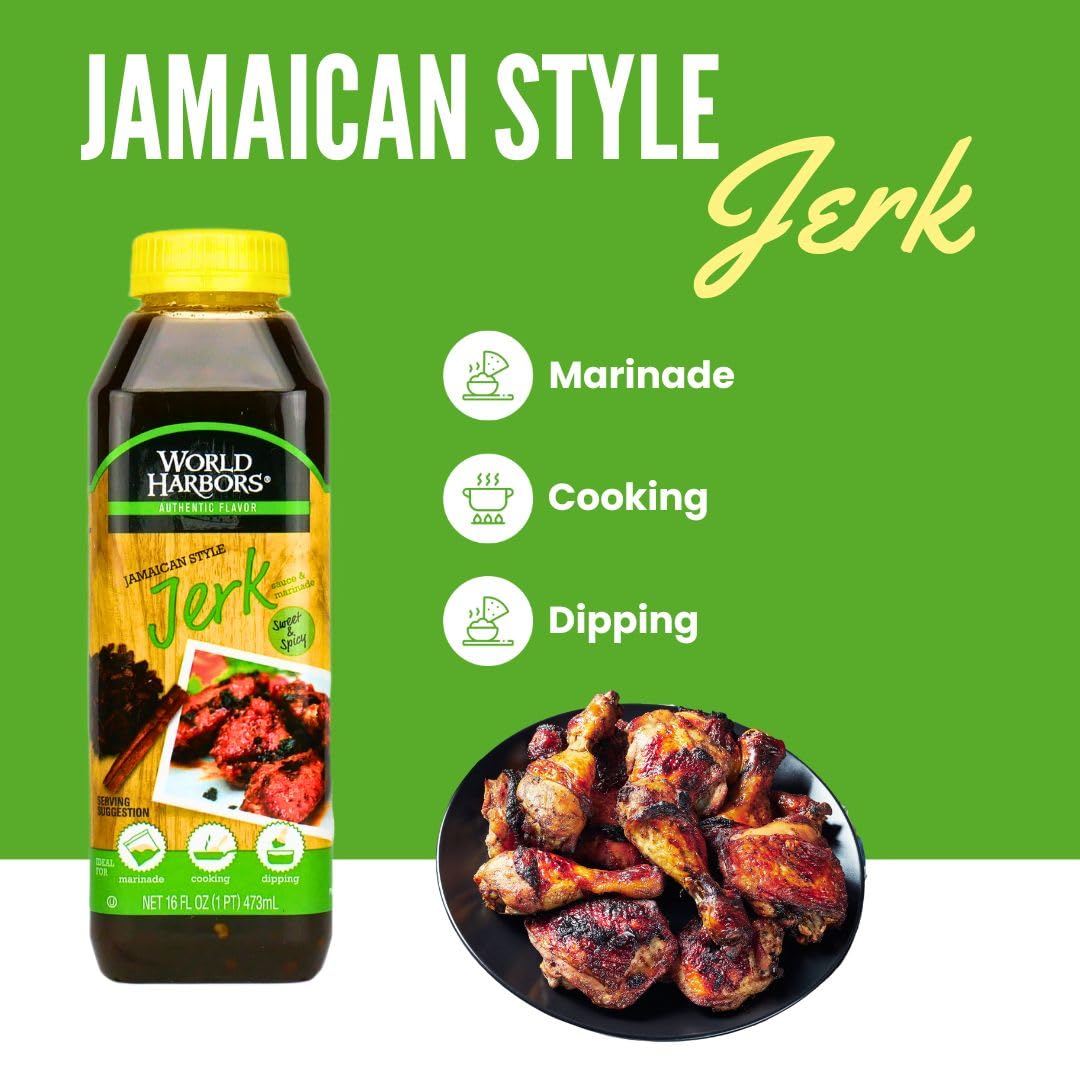 World Harbors jerk sauce glaze on sirloin reveals savory island spices.