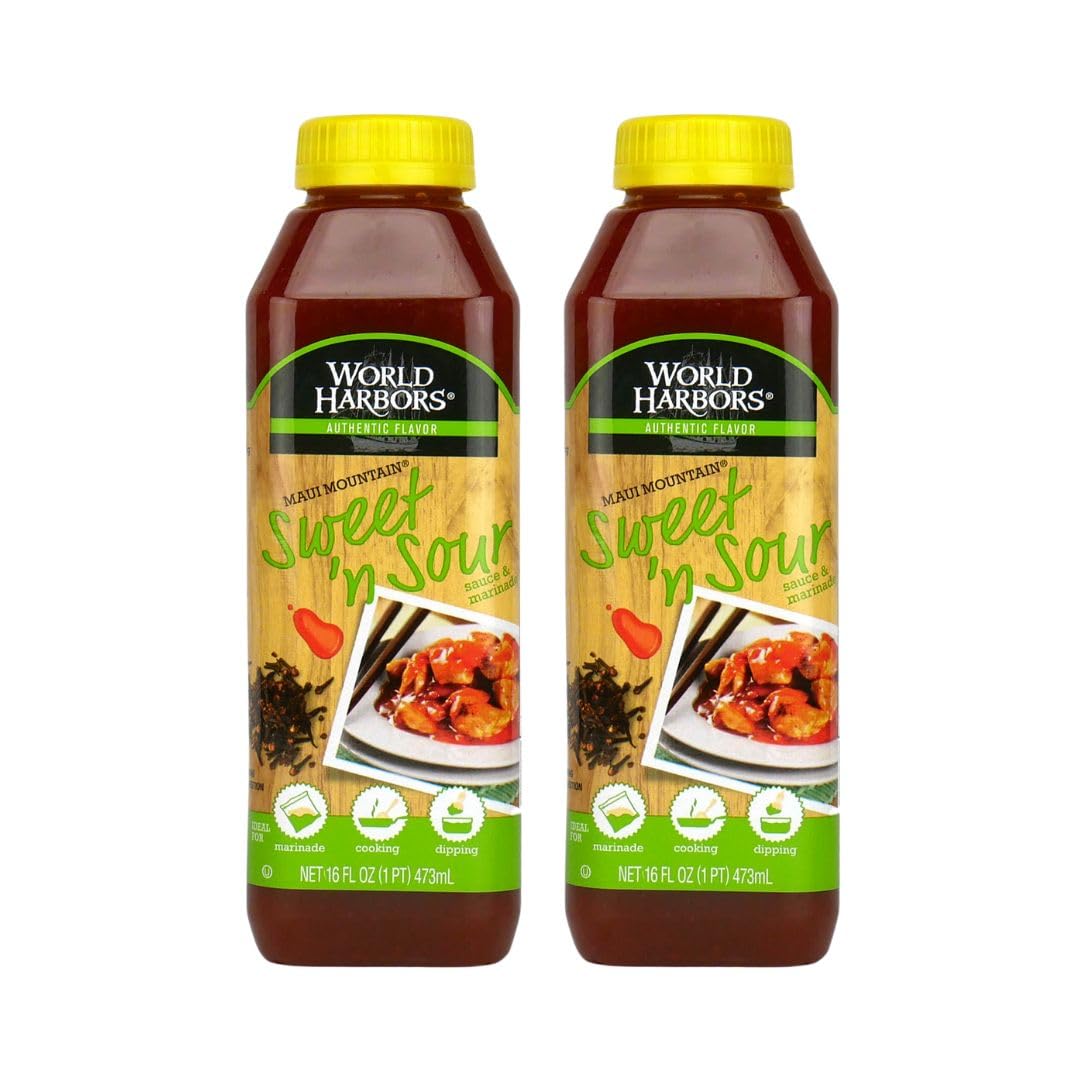 World Harbors Maui Sweet and Sour sauce bottle shows authentic Hawaii flavor for dipping