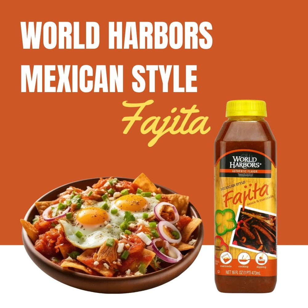World Harbors Fajita Marinade kitchen-ready for sauces, marinades and glazes.