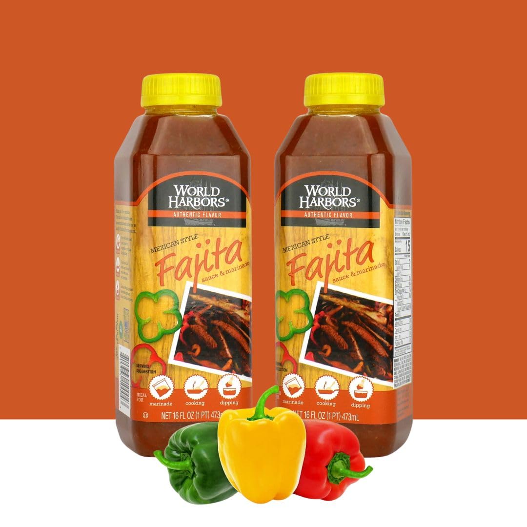 World Harbors Fajita Marinade adds rich flavor to marinated meats for quick grilling.