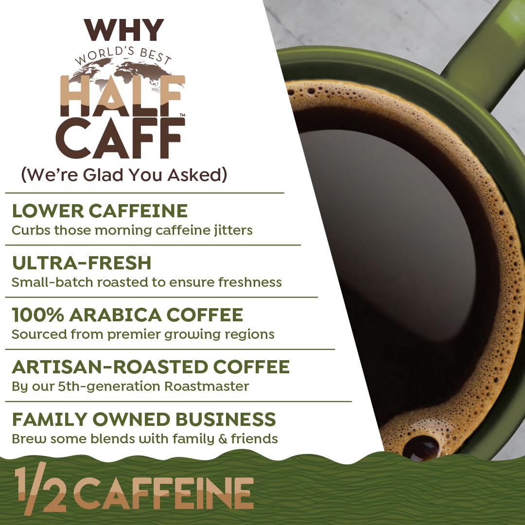 World's Best Half Caff solar-roasted facility image emphasizing sustainable roasting.