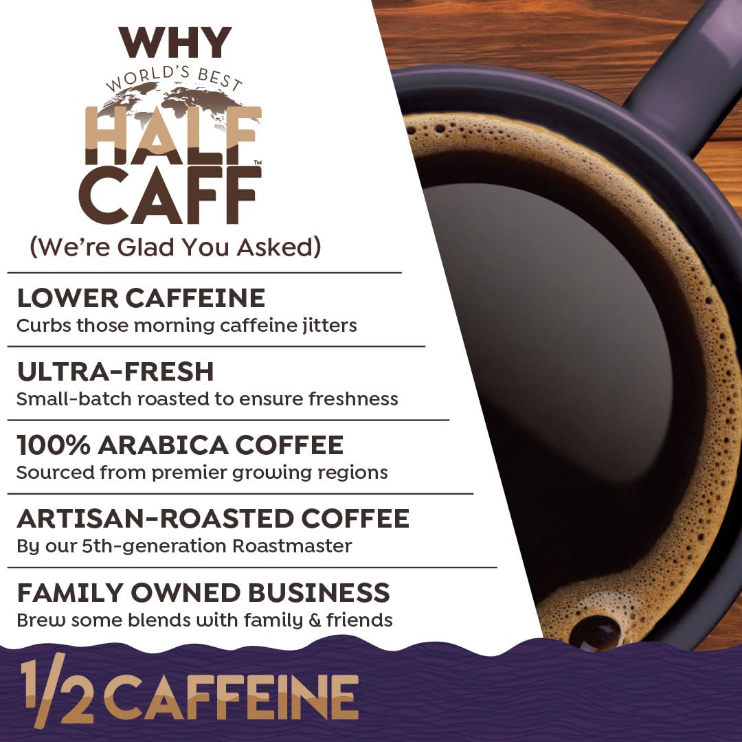 World's Best Half Caff solar-roasting-facility highlight: sustainable production.