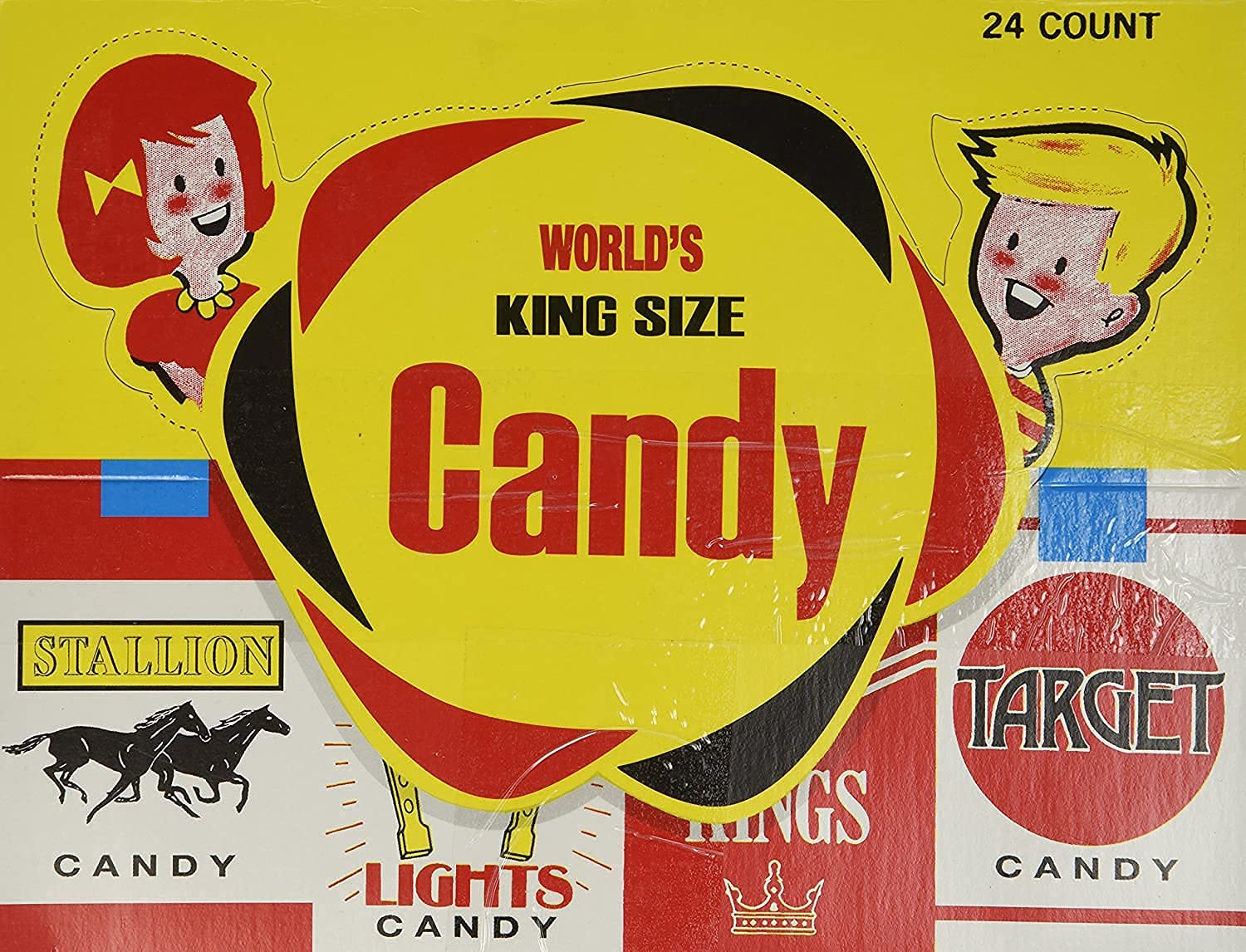 Worlds King Size Candy Cigarettes closeup, melt-in-your-mouth texture for nostalgia.