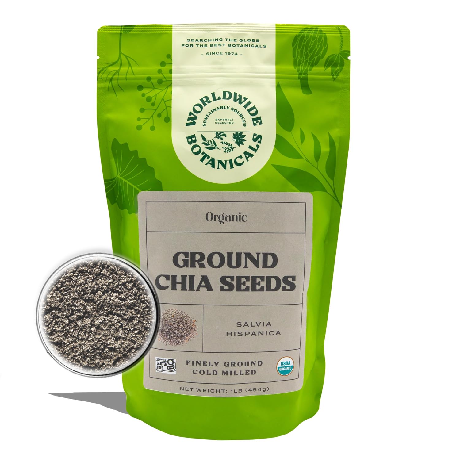 Worldwide Botanicals chia seeds ready-to-use for batch cooking.