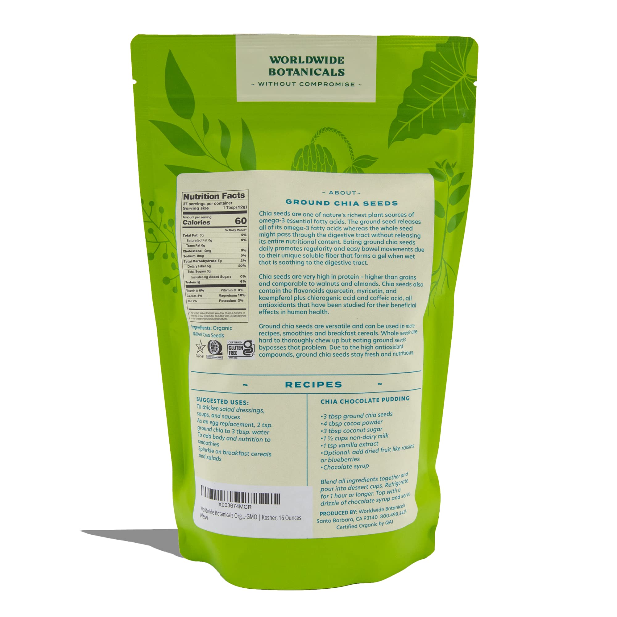 Worldwide Botanicals chia seeds are gluten-free and kosher for diverse diets.