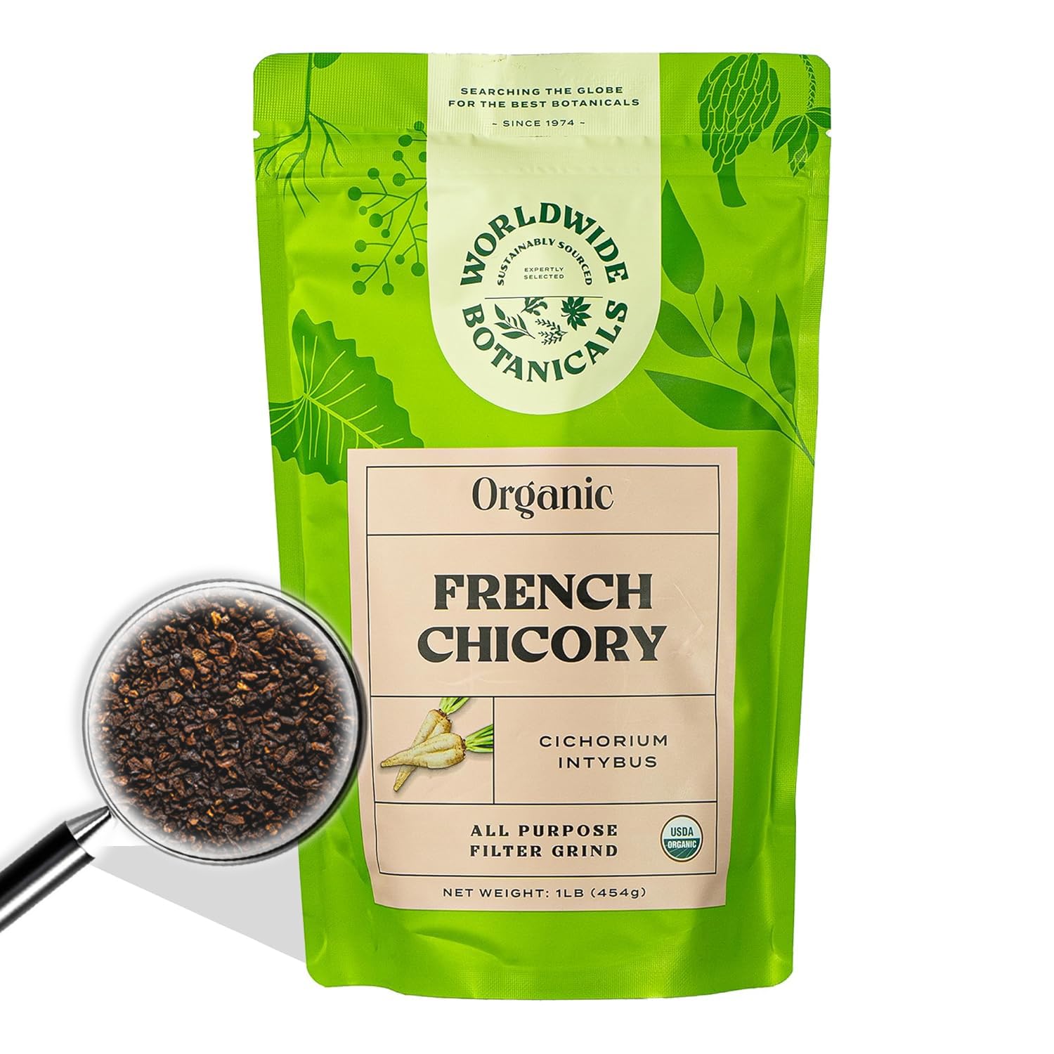 Worldwide Botanicals chicory root with prebiotic fiber information graphic