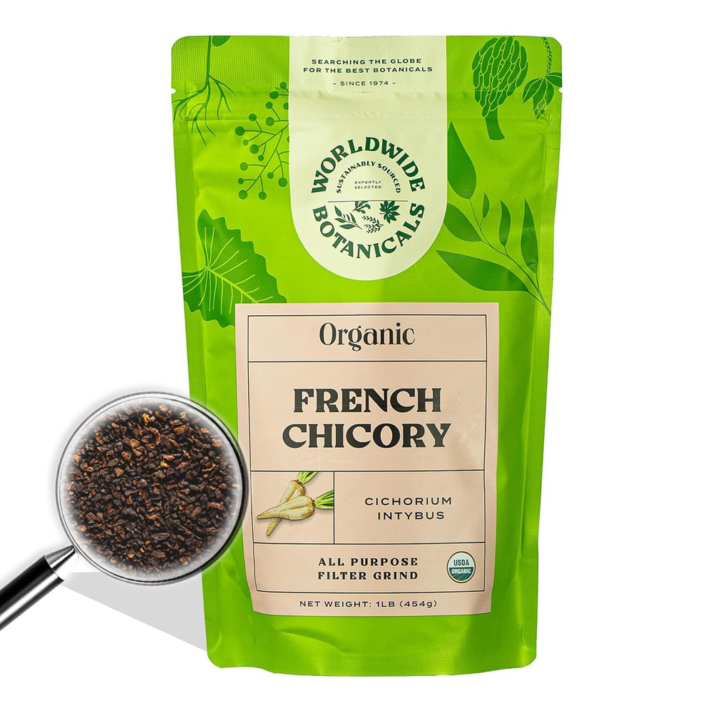 Worldwide Botanicals chicory root with prebiotic fiber information graphic