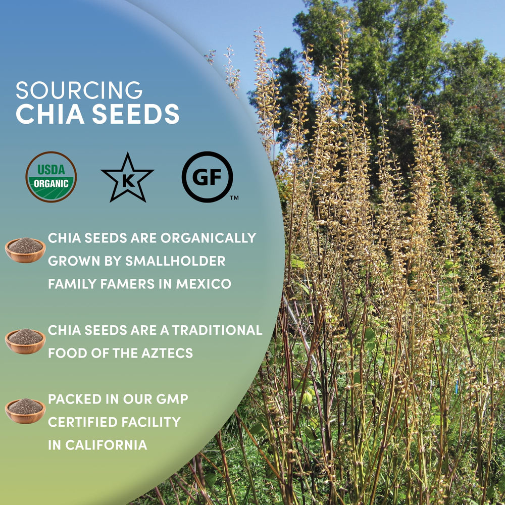 Worldwide Botanicals chia seeds provide protein and antioxidants for everyday meals.