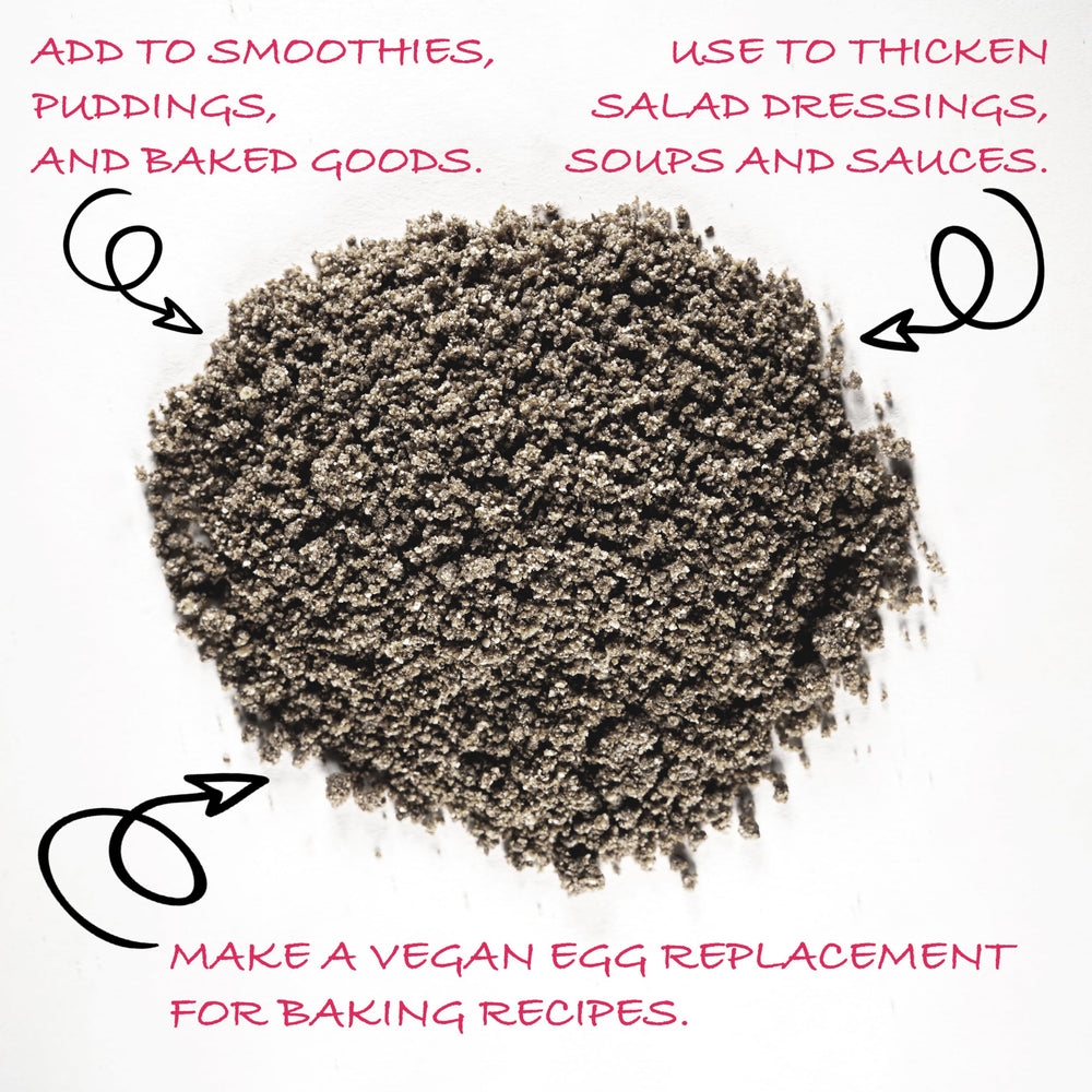Worldwide Botanicals ground chia forms a gel for fiber-rich snacks.