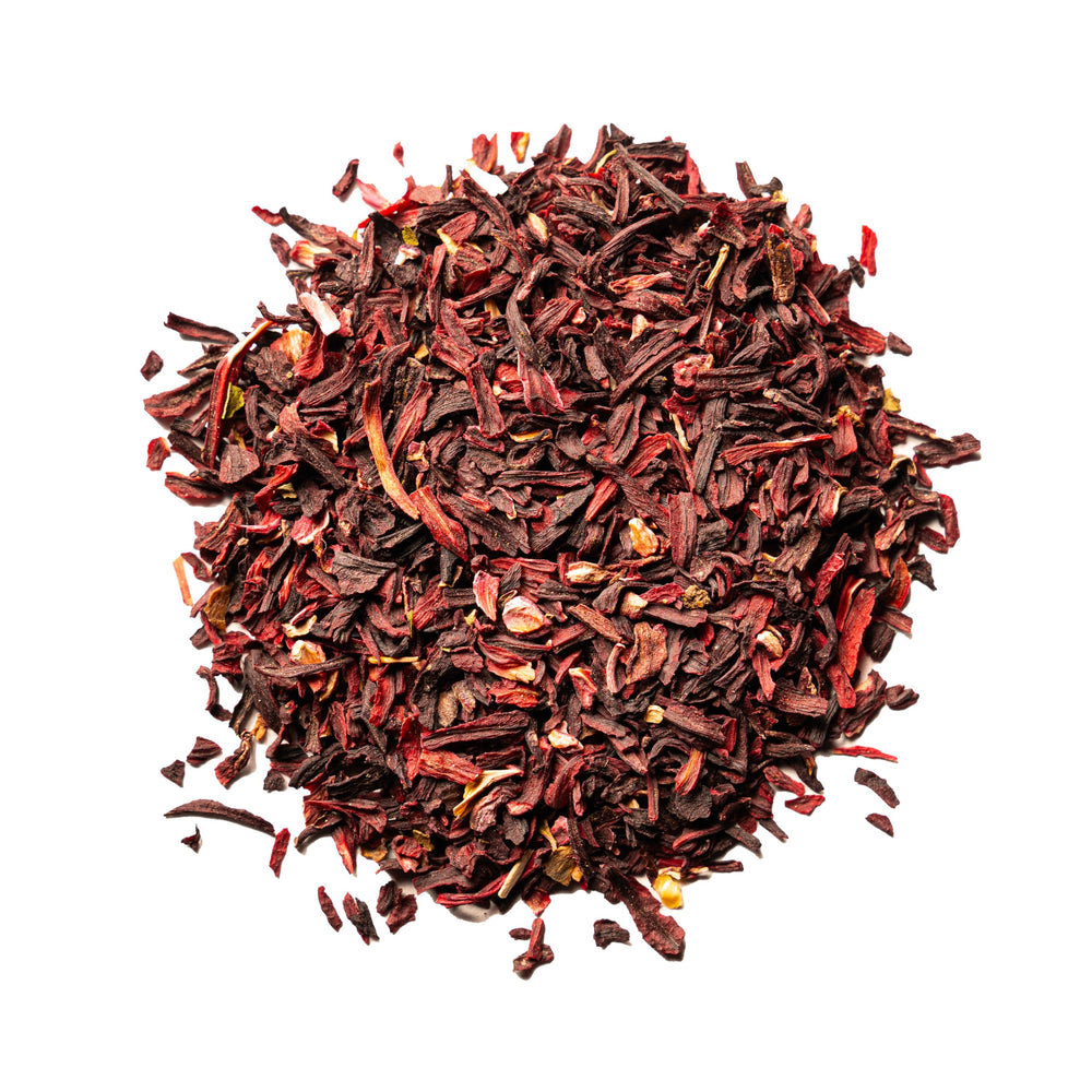 Worldwide Botanicals hibiscus tea hot or iced for versatile sipping