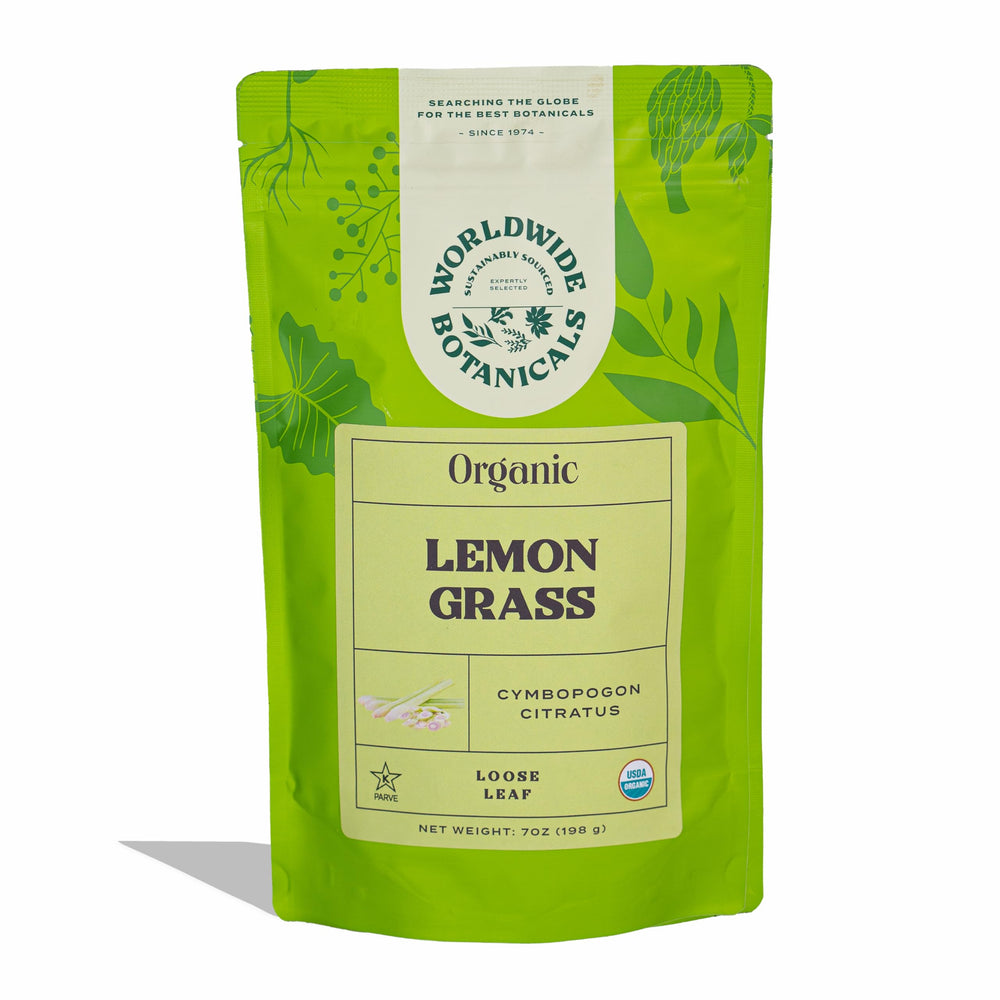 Worldwide Botanicals Lemongrass resealable bag keeps freshness and flavor.