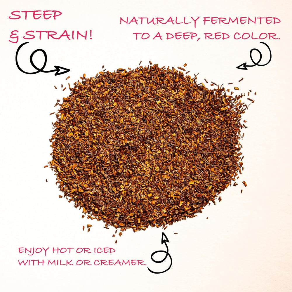 Worldwide Botanicals Rooibos Tea with resealable bag preserves freshness.