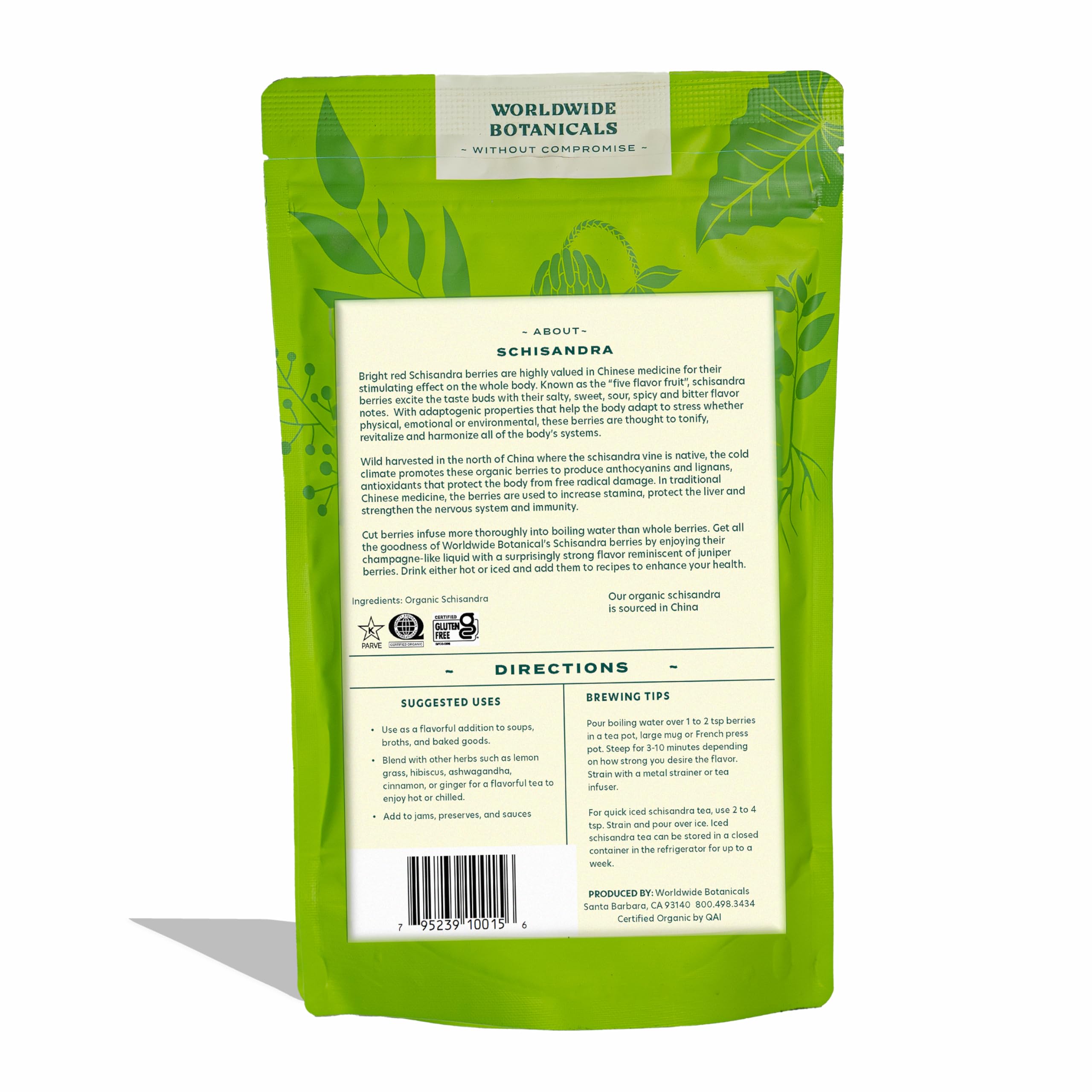 Worldwide Botanicals Schisandra berries from wild harvest in Changbai forest.