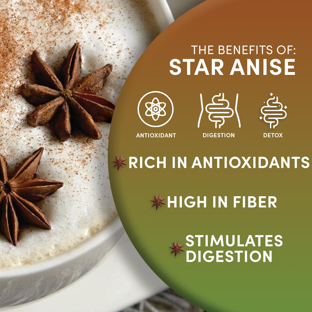 Worldwide Botanicals star anise tea brew capturing licorice-like aroma