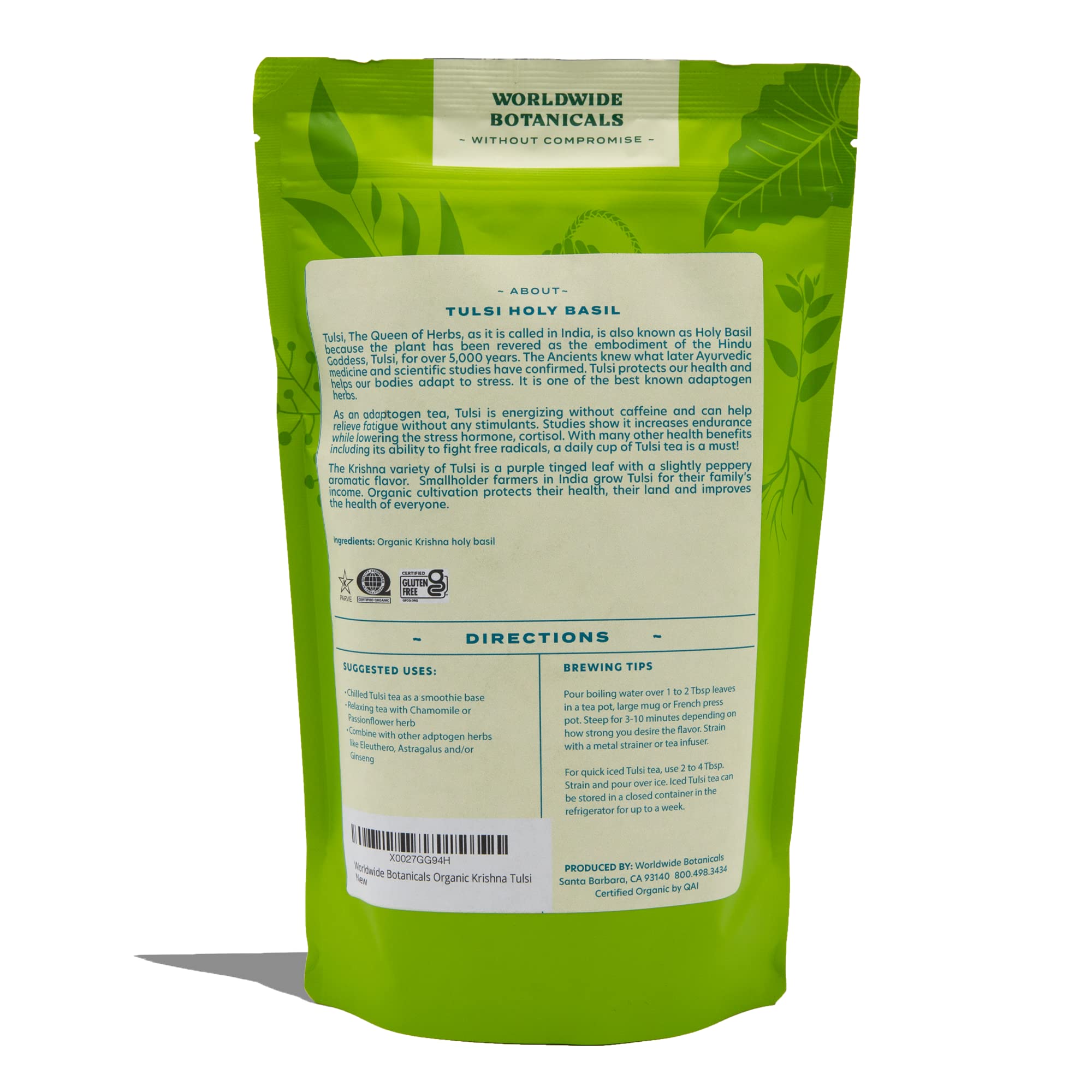 Worldwide Botanicals Tulsi may support a calm mood and natural energy without caffeine