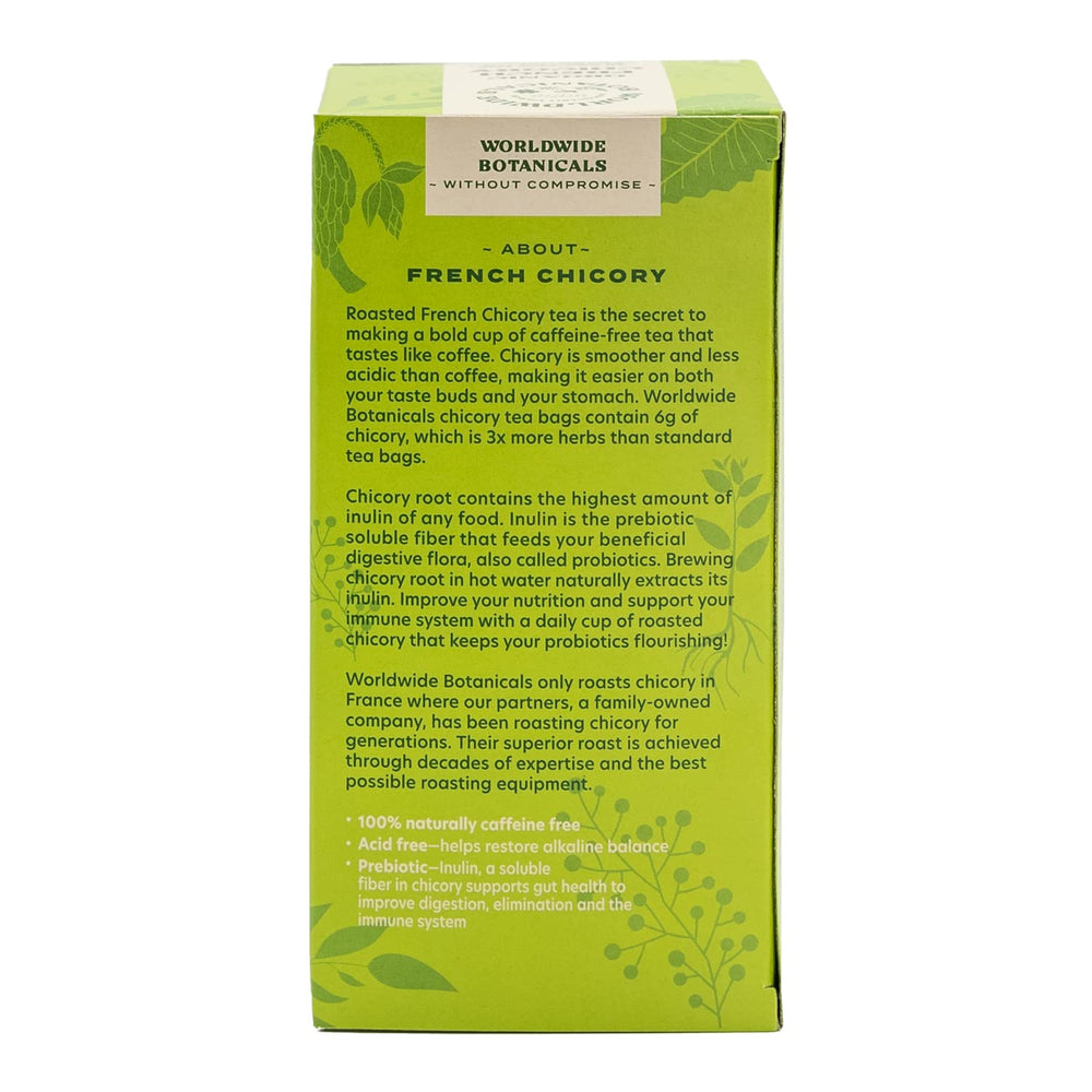 Worldwide Botanicals sustainably sourced chicory roots—France and India.