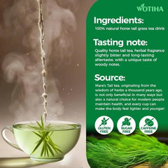 WOTIHA tea cup with steam and inviting earthy aroma.