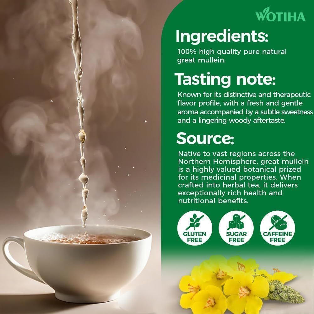 WOTIHA pure mullein leaves no stems for authentic herbal tea