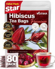 WOTIHA premium hibiscus tea bags with pure sun-dried hibiscus flowers for daily refreshment.