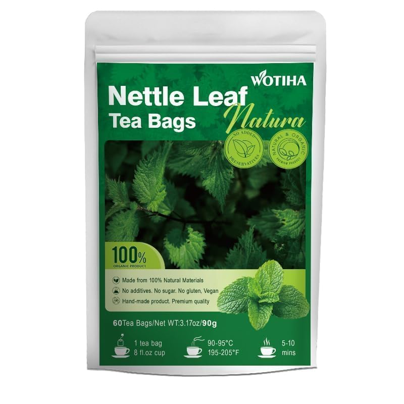 Sealed packaging of WOTIHA nettle tea bags preserves aroma