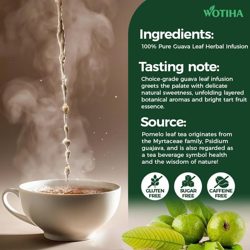 Pouring brewed WOTIHA guava tea into a cup for a cozy moment