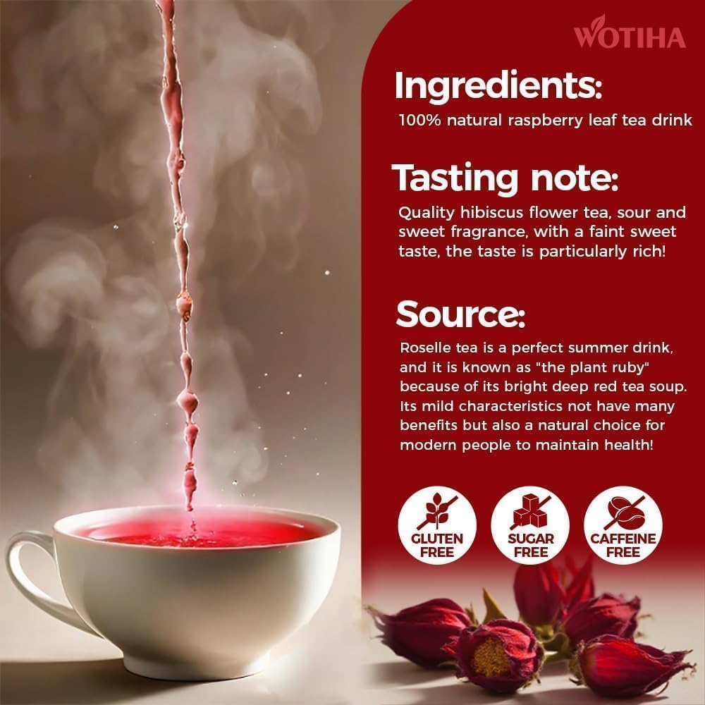WOTIHA vegan gluten-free non-GMO hibiscus blend for inclusive diets.