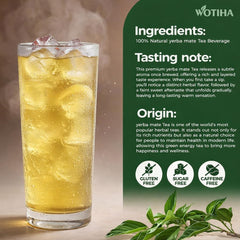 WOTIHA Yerba Mate ready-to-brew cup showcases vibrant green leaves.