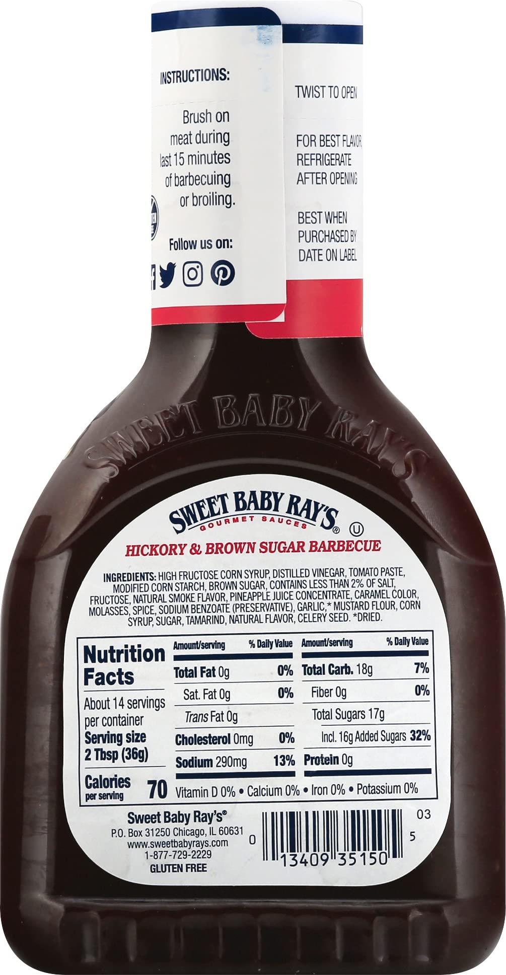 WPARHUS Sweet Baby Ray's label close-up highlights premium barbecue sauce.