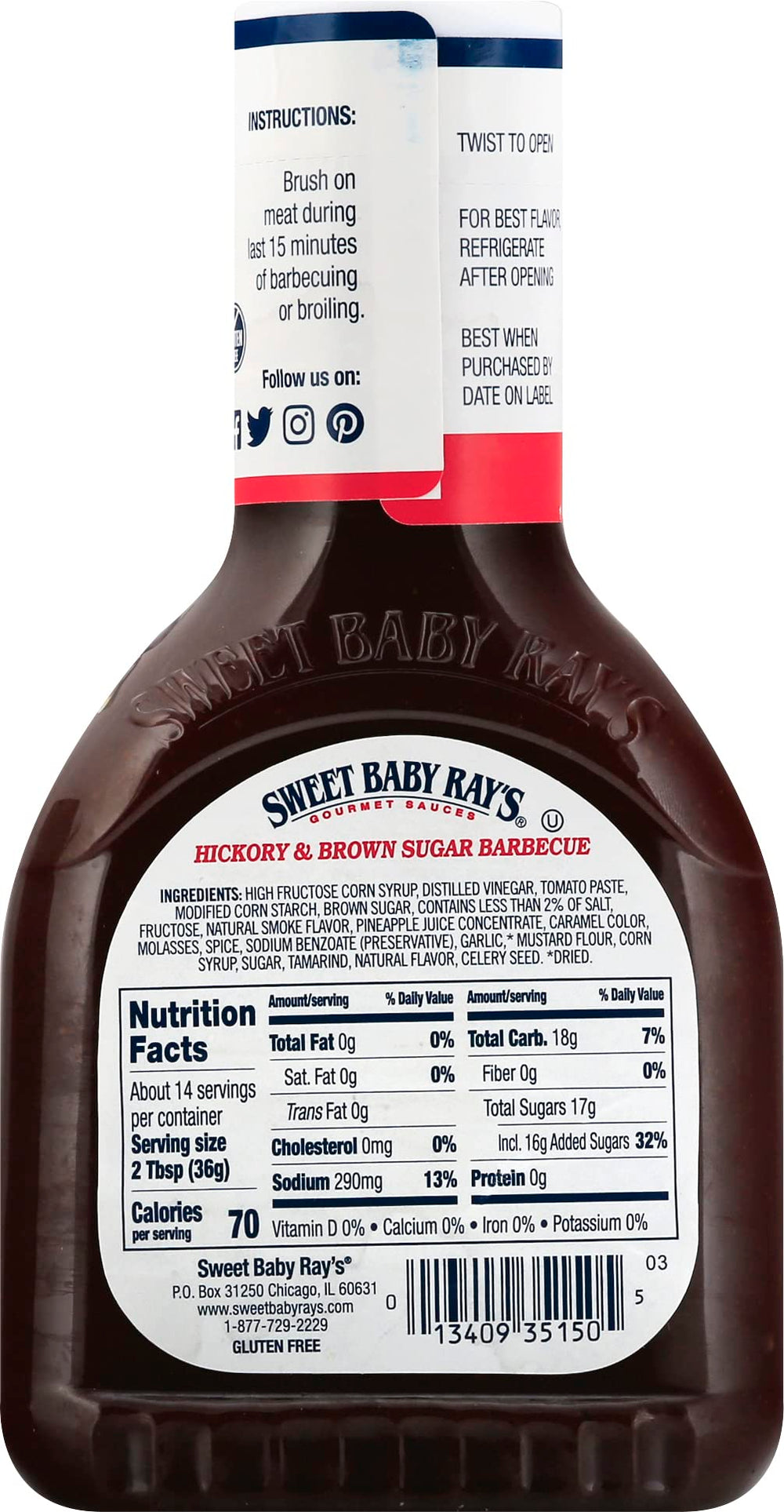 WPARHUS Sweet Baby Ray's label close-up highlights premium barbecue sauce.