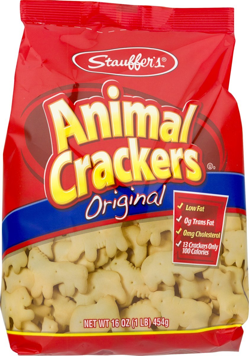 WPARHUS Stauffer's Animal Crackers in a resealable bag, ideal for on-the-go snacking.